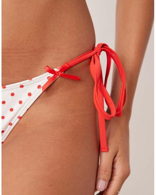 Peek & Beau White Polka Dot Print Tieside Bikini Bottom