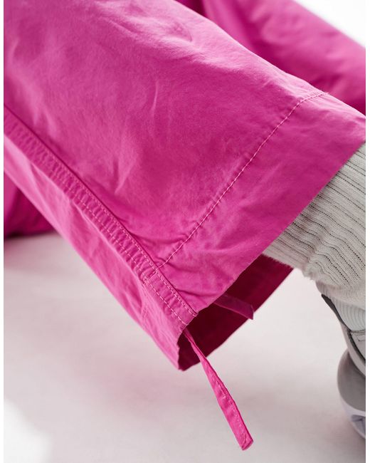 ASOS – cargohose aus popeline mit weitem bein in Pink für Herren