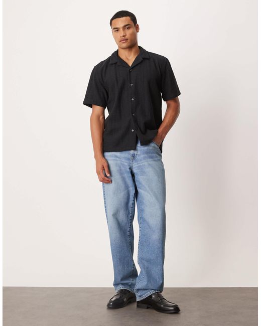 Abercrombie & Fitch White Cropped Short Sleeve Textured Shirt for men