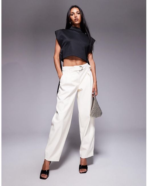ASOS Black High Neck Crop Top With Tab Side Ties