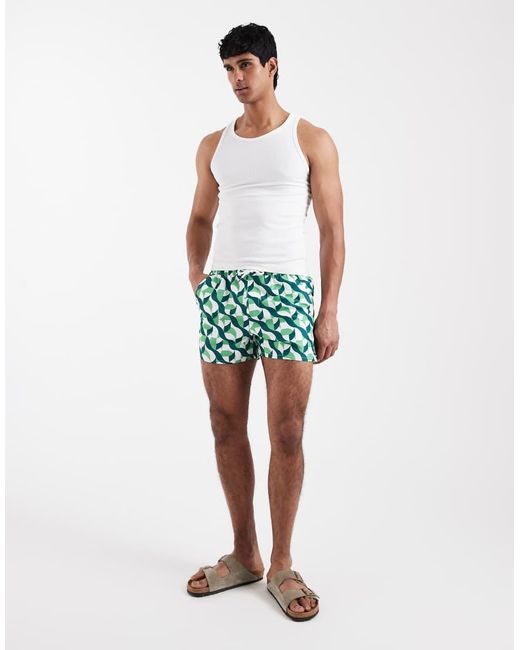 Aray White Geo Print Swimshort for men