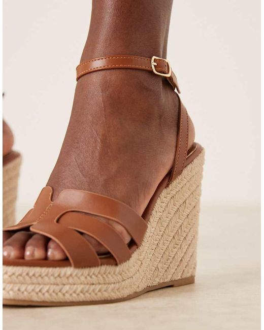 Glamorous Brown Espadrille Wedge-heeled Sandals