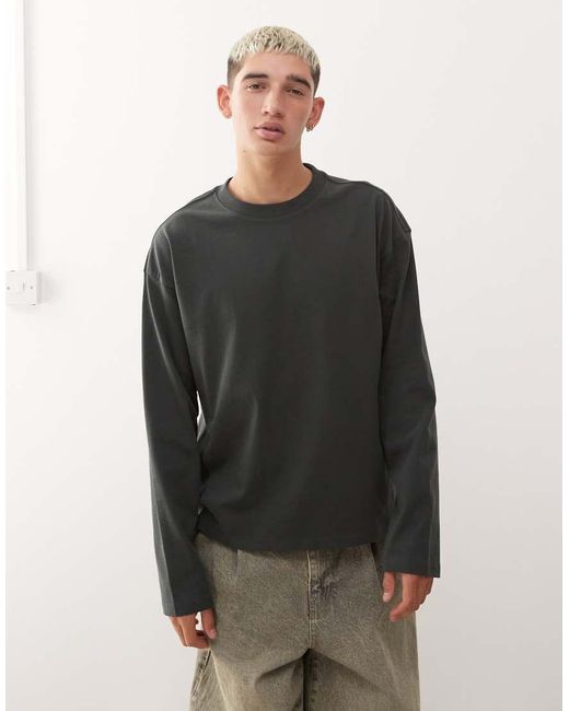 Camiseta De Corte Cuadrado Y Manga Larga De Weekday de hombre de color Black