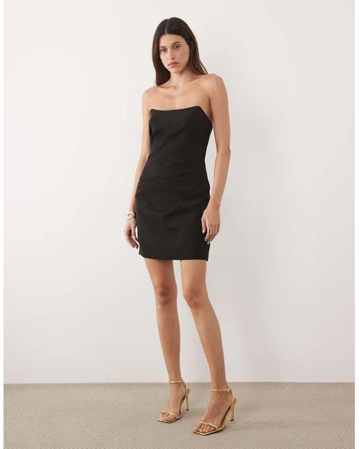 Forever New Natural Structured Boned Corset Bandeau Mini Dress