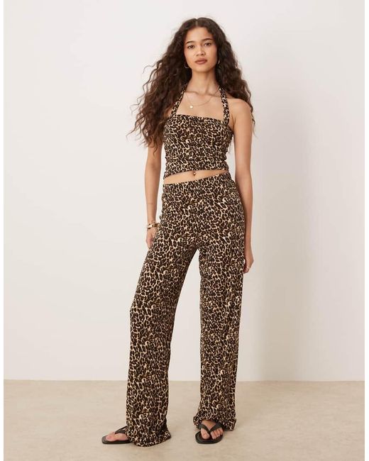 Vila Natural Slinky Jersey Trouser Co-ord