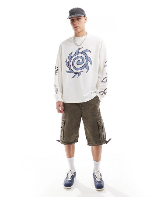T-shirt style skate à manches longues et imprimés abstraits - écru Collusion pour homme en coloris White