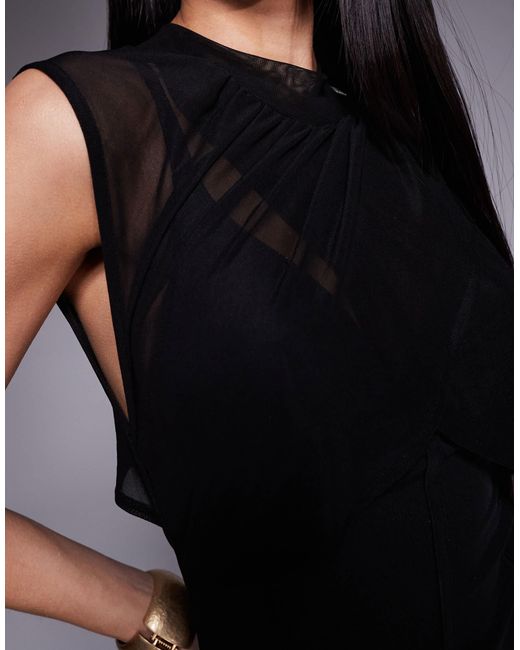 ASOS Black Mesh Cross Over Drape Corset Top