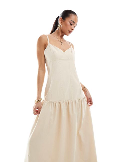Robe caraco longue en lin mélangé avec taille basse - crème 4th & Reckless en coloris Natural