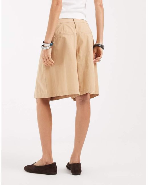 Aware Natural Deep Pleat Front Longline Shorts