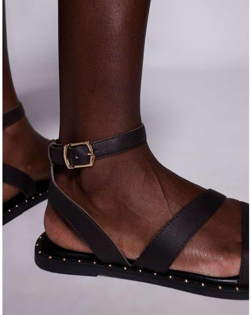 River Island Leren Sandalen Met Studs En Accent Op De Teen in het Purple