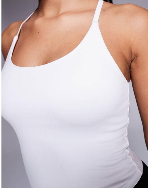 4505 White Icon Yoga Cami With Inner Bra And Adjustable Straps