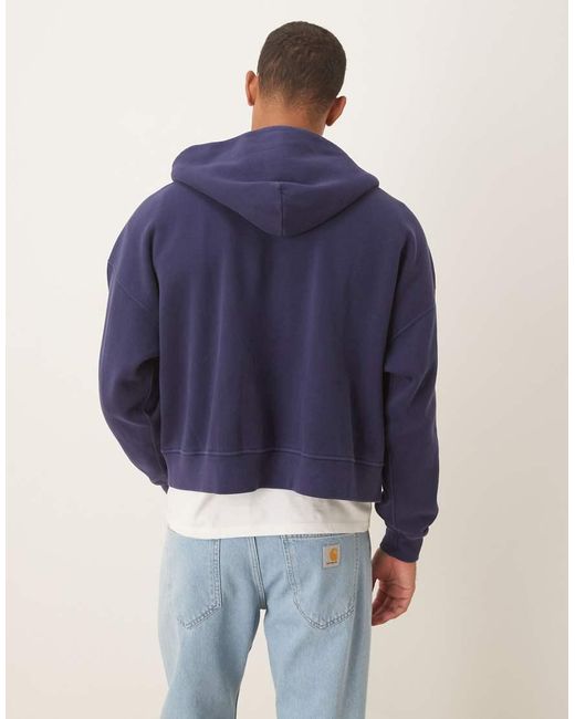 Abercrombie & Fitch Blue Cropped Zip Hoodie for men