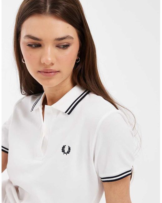 Fred Perry White Twin Tipped Logo Polo Shirt Mini Dress