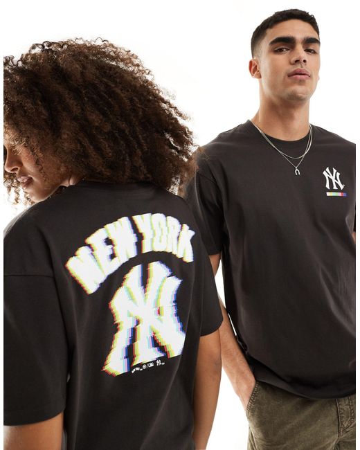 '47 Black Unisex New York Yankees Glitch Graphic T-shirt