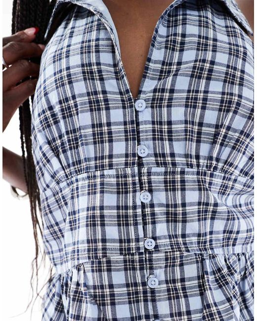 Hollister Geruite Top Met Halternek En Kraagdetail in het Blue