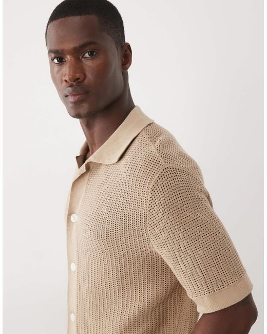 SELECTED Natural 100% Cotton Knit Button Cardigan for men