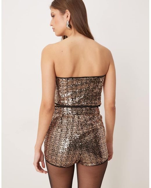 ASOS Metallic Tailored Sequin Bandeau Top Co-Ord