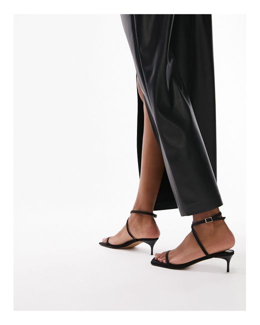 TOPSHOP Black Ivy Barely There Mid Heel Sandal