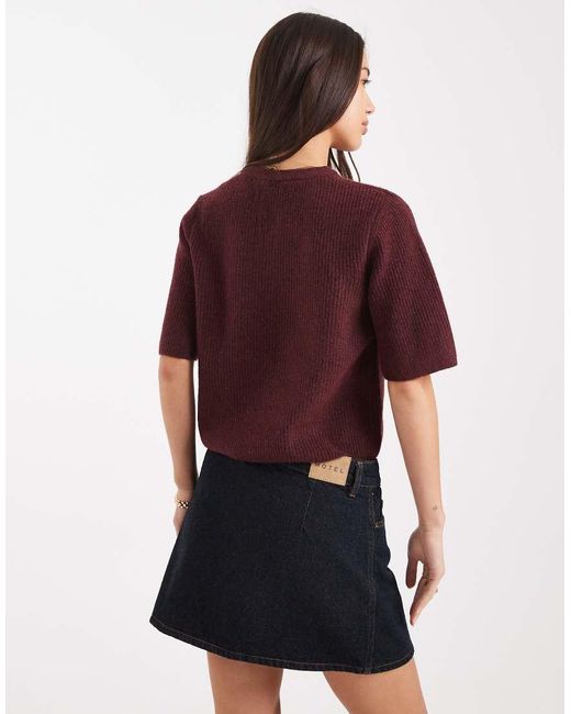 Pieces Red Soft Knit Short Sleeve Cardigan