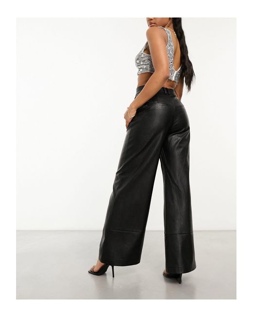 Bardot Pu Wide Leg Trousers in Black Lyst