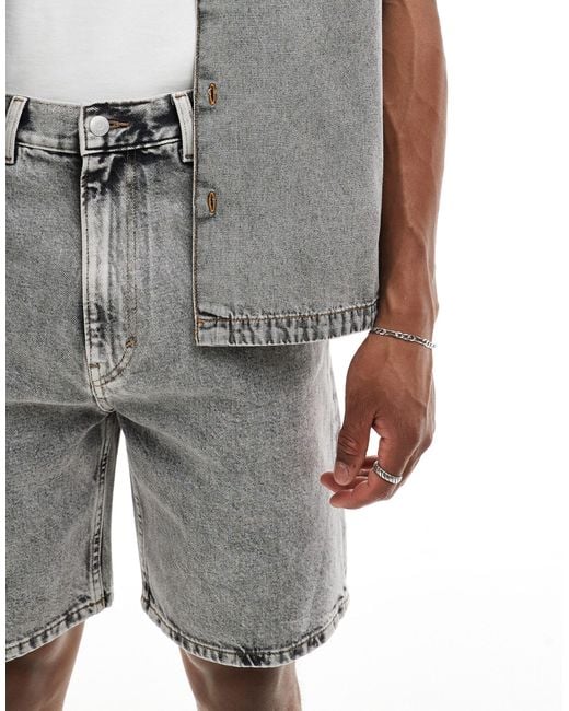 Weekday Gray Galaxy Loose Fit Denim Shorts for men