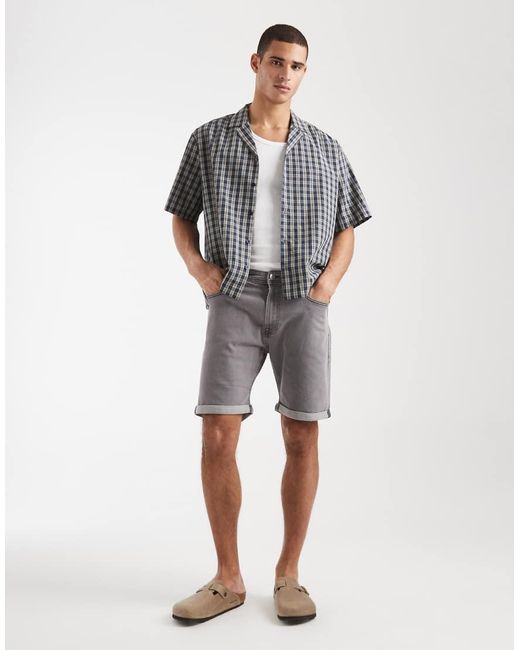 JJ Rebel Gray Joe Turn Up Denim Shorts for men