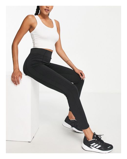 Threadbare Fitness Petite gym leggings with contrast piping in black