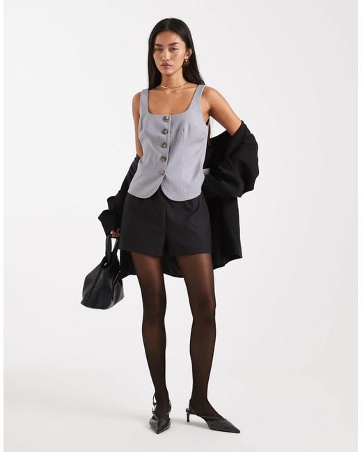 ASOS Gray Tailored Square Neck Structured Vest