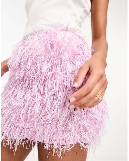 ASOS Pink Fluffy Metallic Mini Skirt