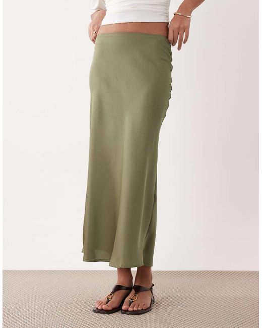 Vila Green Satin Maxi Skirt