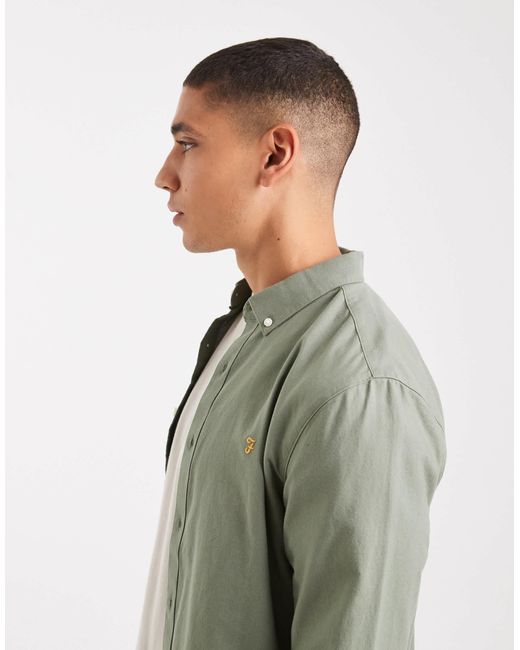 Farah Green Brewer Long Sleeve Shirt for men