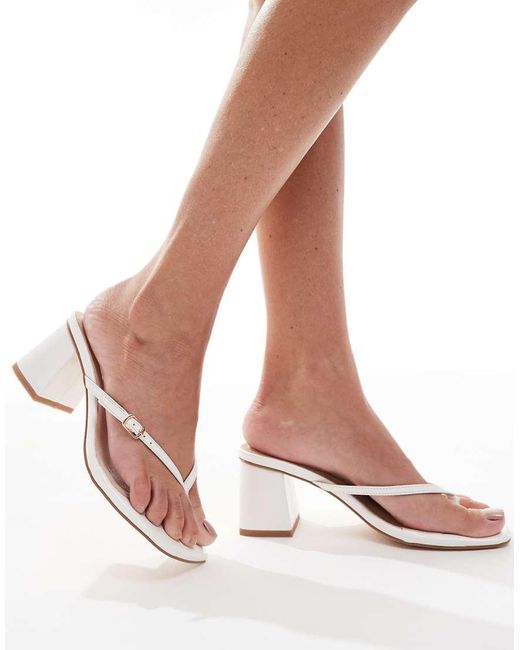 London Rebel Pink Buckle Detail Thong Heeled Sandals