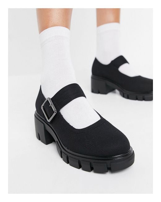 black chunky mary jane shoes