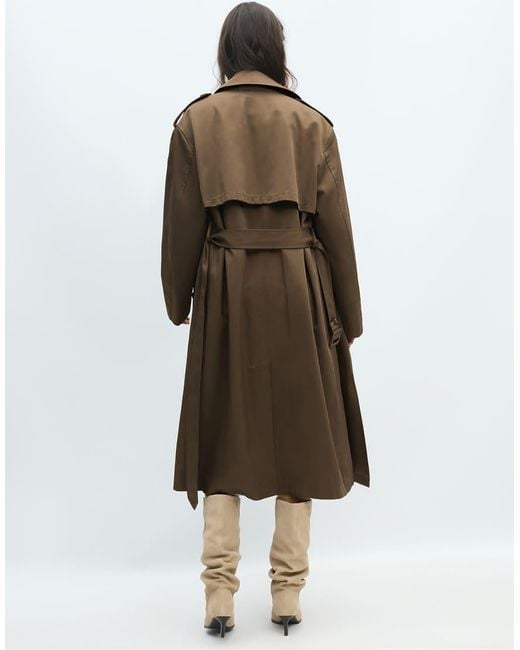 Stradivarius Lange Basic Trenchcoat in het White