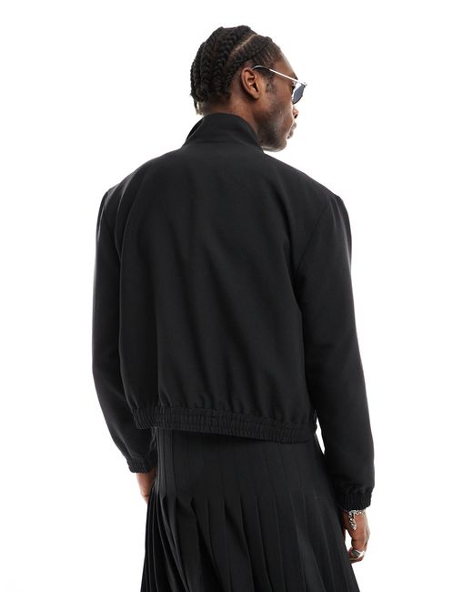 Collusion Black Tailored Harrington Jacket for men