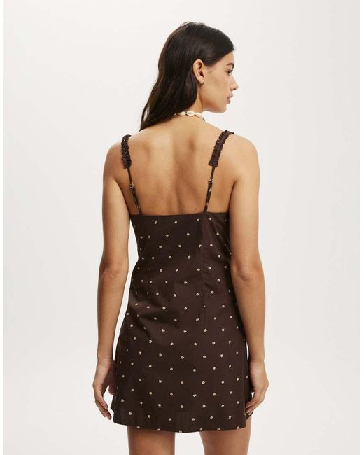 Cotton On Brown Emily Ruffle Mini Dress