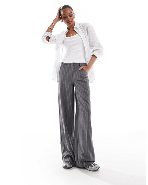 Asos design tall - pantalon dad décontracté rayé avec 5 poches ASOS en coloris White