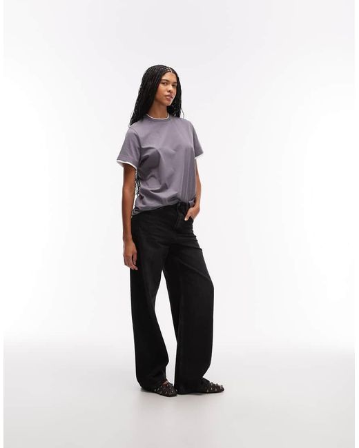 ASOS Purple Short Sleeve Double Layer Oversized Top