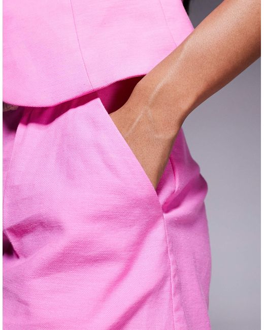 River Island Pink Structured Belted Shorts