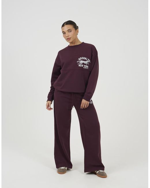 Brave Soul Purple Contrast Stripe Panel Crew Neck Sweatshirt