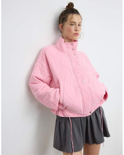 Stradivarius Pink Puffer Jacket