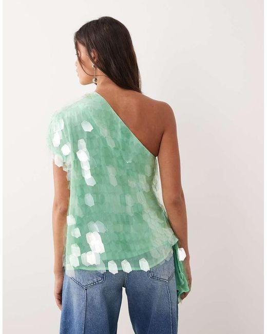 ARRANGE White Embellished One Shoulder Top