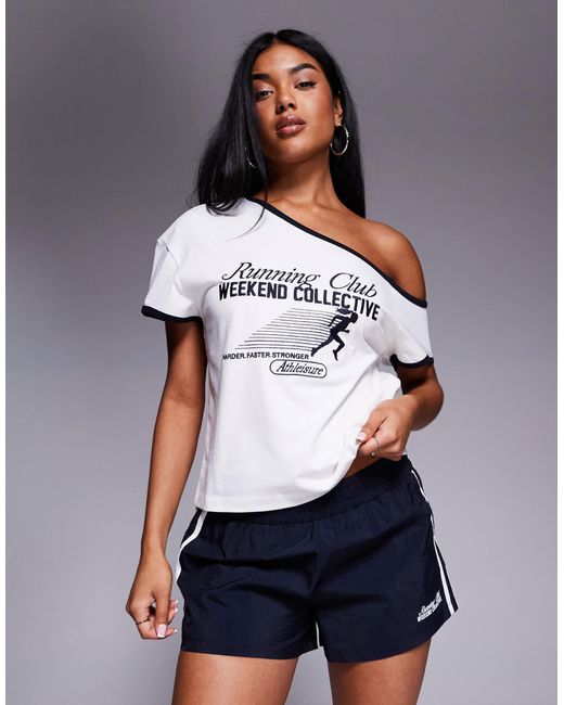 ASOS Blue Weekend Collective Co-ord Short With Chocolate Runner Graphic