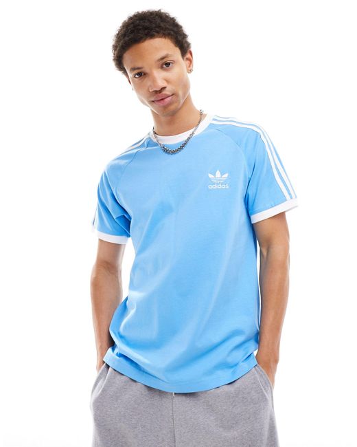 Adidas Originals Blue Three Stripe T-shirt for men