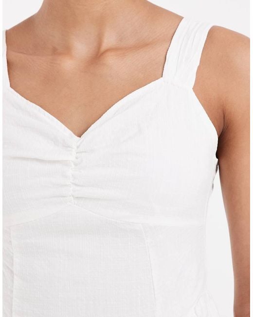 Vero Moda White Broderie Sleeveless Milkmaid Style Mini Dress