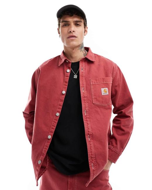 Carhartt Red Co-ord Overdyed Over Denim Shirt for men