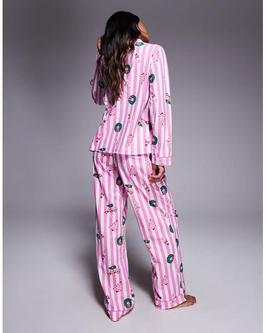 Boux Avenue Pink Fleece Long Sleeve Top & Pants Pj Set