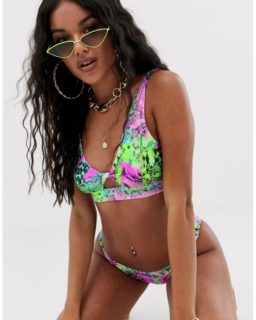 neon snake print bikini