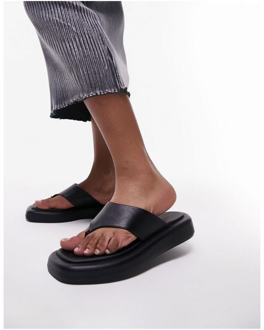 TOPSHOP Black Jonah Toe Post Footbed Sandal