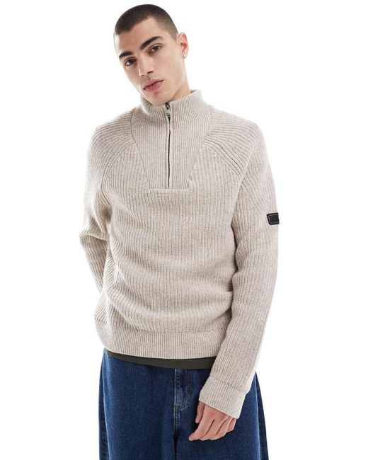 Barbour Gray Chester Funnel Knit Jumper for men